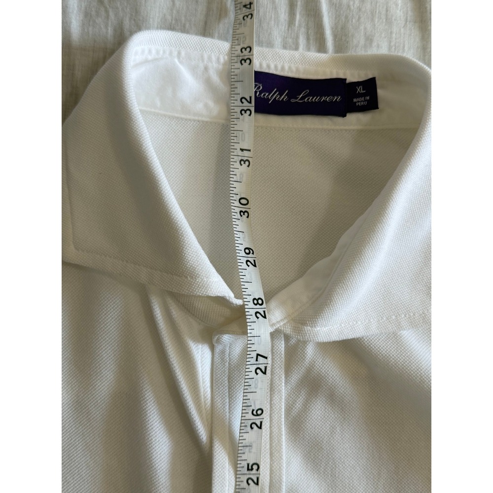 Ralph Lauren Purple Label Polo Button Down Mens XL White Pique Long Sleeve - Picture 7 of 12